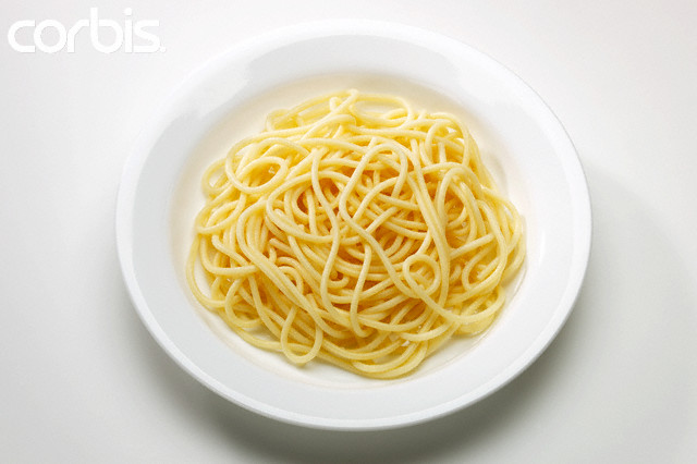 Plate of Cooked Spaghetti without Sauce
