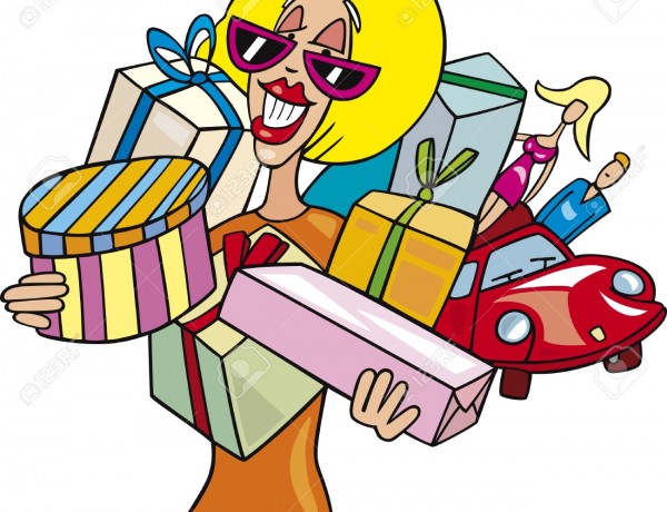 Cartoon-illustration-of-Woman-on-shopping-Stock-Vector-funny