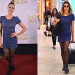 Fernanda Lima com o mesmo vestido no tapete vermelho e no aeroporto